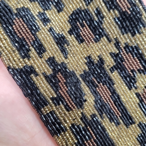 Vintage Neiman Marcus Petite Beaded Evening Clutch Coin Purse Animal Print Small - Picture 7 of 11